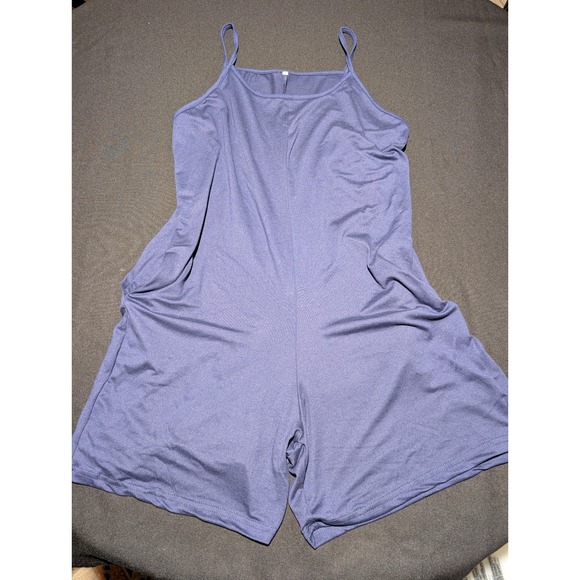 Pants - Navy Blue Spaghetti Strap Romper with Pockets Size Large Stretch Knit